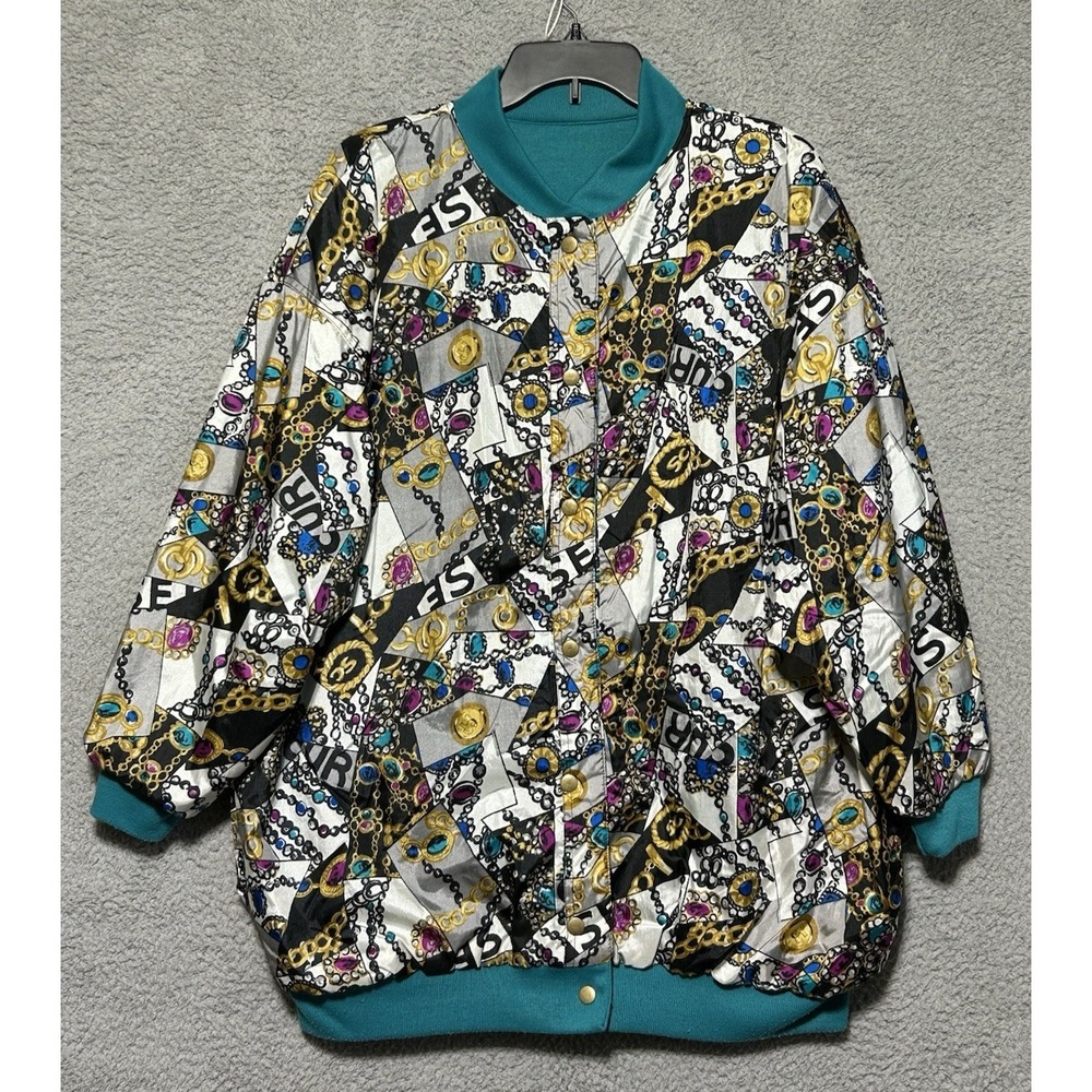 Vintage Be In The Current Seen Reversible Jacket Gold Chains Graphics One Size